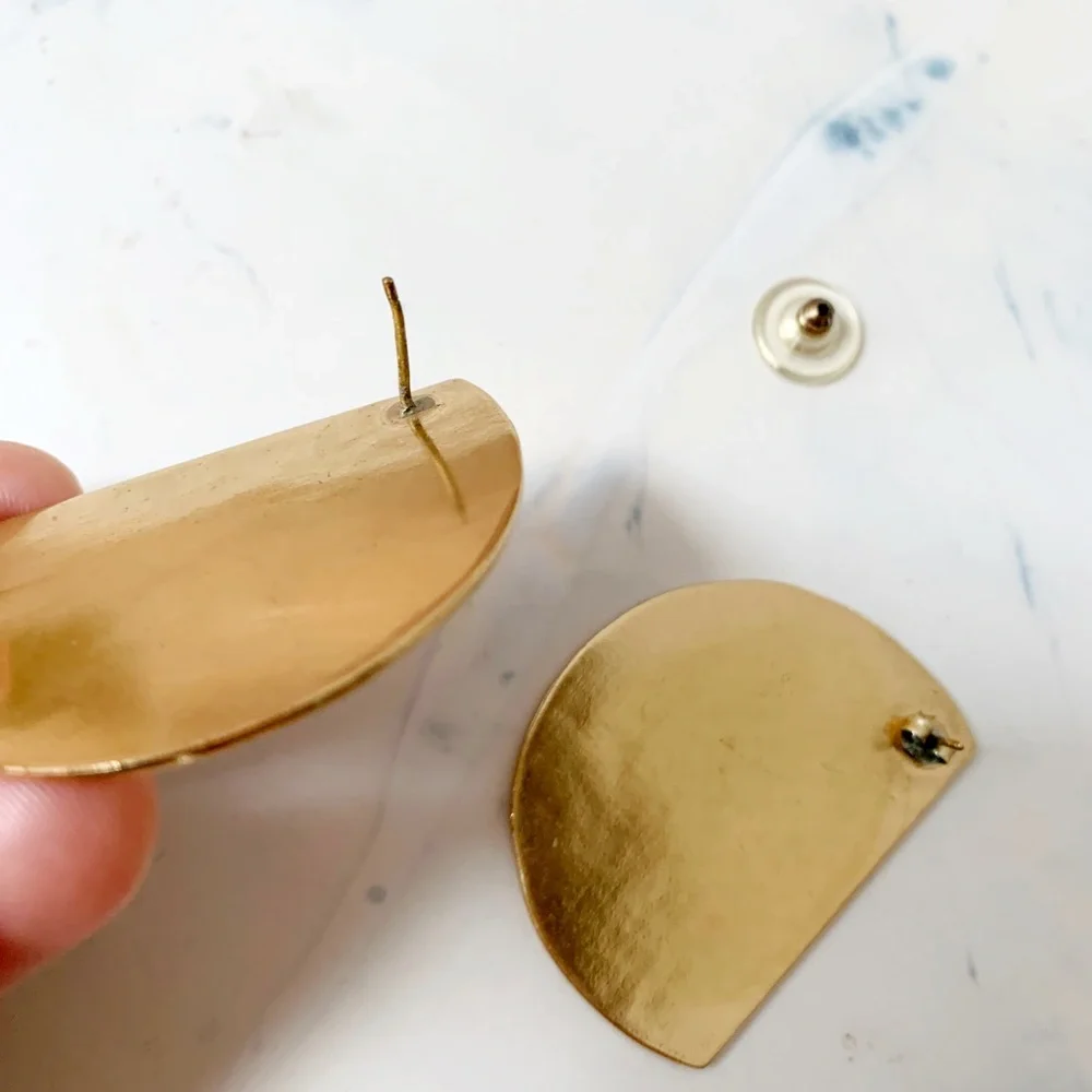 Minimalist Gold Half-Moon Statement Earrings